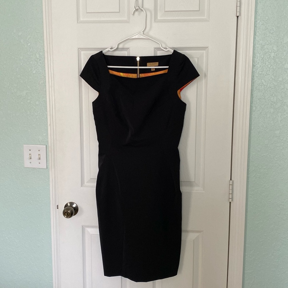 Ted Baker London Black Sheath Midi Dress